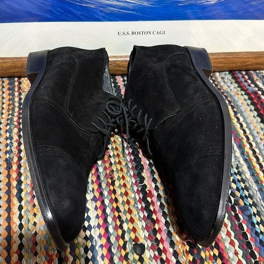 Stracam Italy Black  Suede Panels Dress Oxford Shoes size 8.5 - Picture 16 of 16